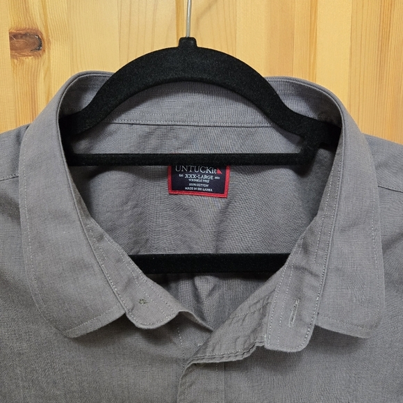 UNTUCKIT SANGIOVESE-WF BUTTON UP DRESS SHIRT TOP GREY COTTON MEN XXX LARGE 3X - Picture 3 of 13